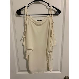 Cream criss cross shoulder blouse